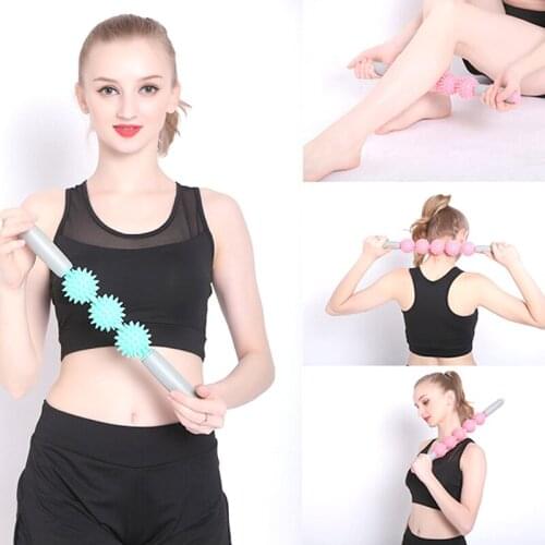Yoga Massage Roller Stick Relaxing Muscle Massage Anti Cellulite Slimming Roller Point 3 Balls Release Body Pain Relieve Stress