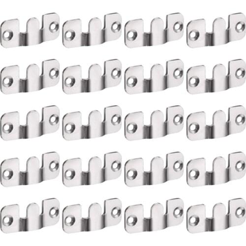 Flush Mount Bracket, Stainless Steel Wall Mount Clip Hook for Picture Frame Hanger, 20 Pcs
