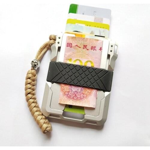 Women Rfid Metal Credit Card Holder for Men Wallets Business ID Bank Cardholder Case Aluminium Steel Minimalist Wallet with rope