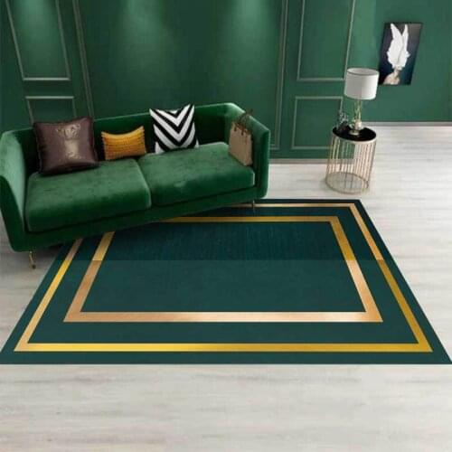 Rugs Living Room Big Size Customize Green Geometric Golden Border Carpet House Decoration Living Room Coffee Table Floor Mat New