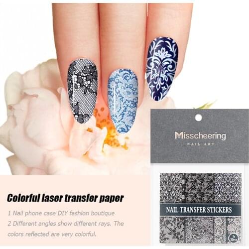 30pcs Charm Nail Foils Stickers Nail Transfer Sticker Laser Nails Stickers Decor Slider Manicure Watermark Foil Tips