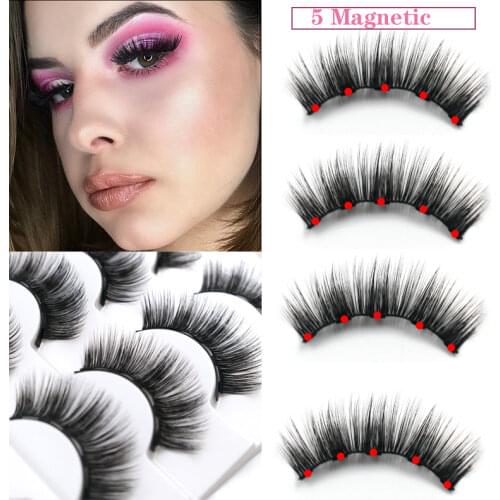 4 pairs of 5 magnet false eyelashes, magnetic eyelashes, natural magnetic eyeliner, reusable eyelashes tool