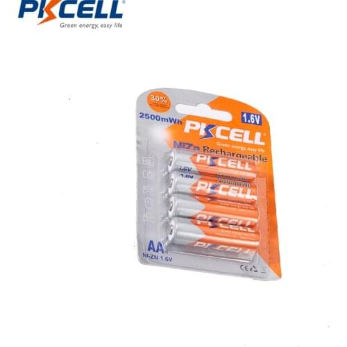 4PC PKCELL AA Battery 1.6V Nickel-Zinc 2500mWh Ni-Zn AA Rechargeable Batteries 2A Battery For flashlight toys