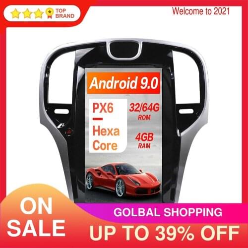 For Chrysler 300C 2013+ Android 9.0 Tesla Style Vertical Scree Car GPS Navigation Headunit Multimedia Player Radio Tape Recorder