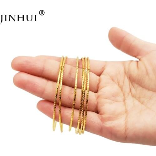 Jin Hui 6pieces of Gold Copper Bracelets for Women Dubai Bride Wedding Jewelry Bracelet, Middle East African bangle gifts