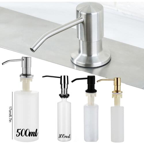 Kitchen Sink Liquid Soap Lotion Dispenser Pumps 300ml Manually Press Organize Bottle Stainless Steel Head