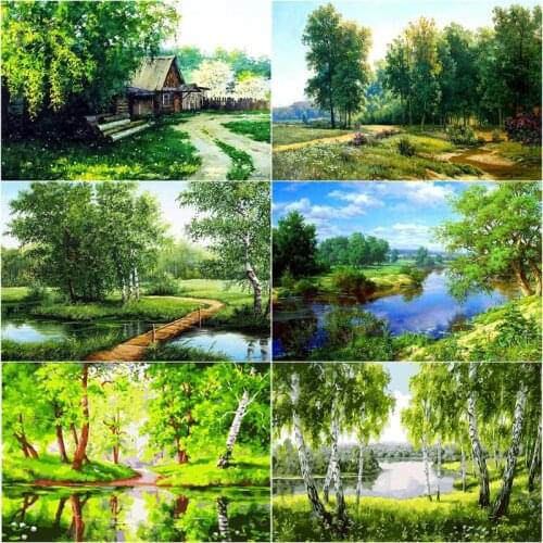 GATYZTORY 5D Diy Diamond Painting Landscape Nature Cross Stitch Kit Full Drill Embroidery Spring Mosaic Art Picture Of Rhinesto