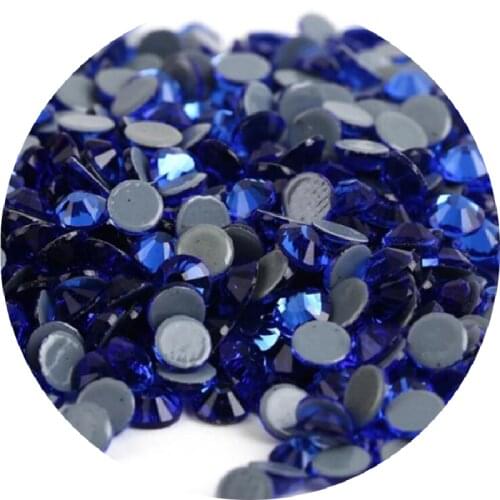 AAAAA Quality Flatback Sapphire Hot Fix Rhinestones Glass Strass Hotfix Rhinestones For clothes wedding decoration