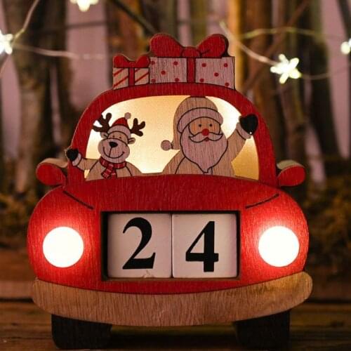 Calendars Christmas Decorations with Light Lamp Wooden Ornament Creative Props