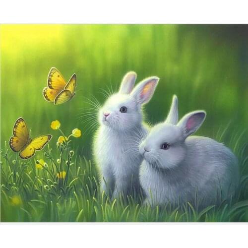 Full Square Diamond Painting Set Easter Rabbits Mosaic Embroidery Picture Crystal Rhinestone Stickers Decal Wall Art Craft Gift
