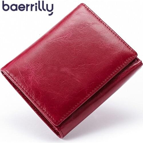 Fashion Genuine Leather Women Wallets Female Rfid Card Holder Coin Purse Short Deisgner Wallet Lady Magnetic Buckle Clutch Bag