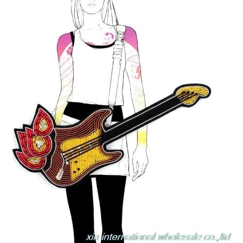 Creative metal silk hand embroidery badge Rock Guitar fun badge Simple decoration all-match chapas