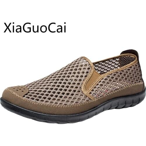 Summer Mesh Mens Casual Shoes Breathable Mesh Loafers Soft Bottom Middle and Old Mesh Men Sneakers Shoes