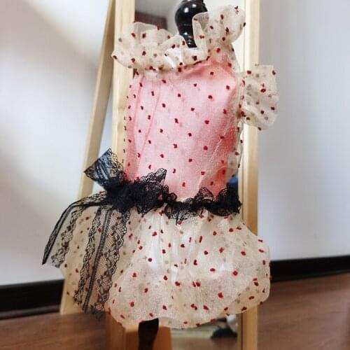 Summer Dog Lace Tullle Dress Pet Dog Clothes For Small Dog Party Birthday Wedding Bowknot Dress Puppy Costume Handmade Clothes