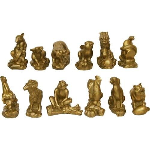 Copper copper zodiac decoration set cattle rabbit horse sheep chicken dog pig