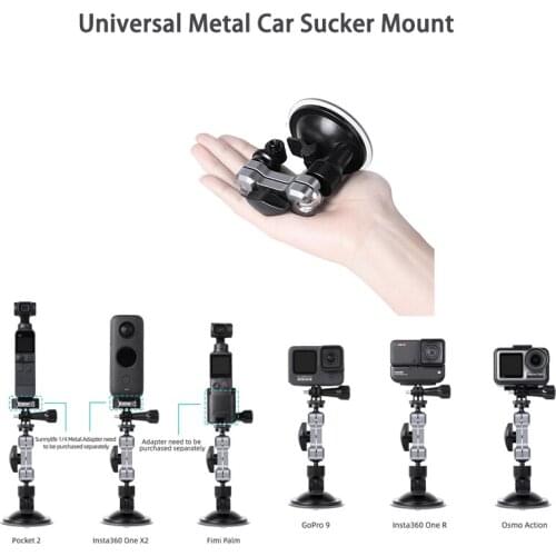 Metal Car Sucker Mount Angles Adjustable Suction Cup Bracket Holder For DJI Pocket 2/ GoPro9/Insta360 One R/Fimi Palm Gimbal