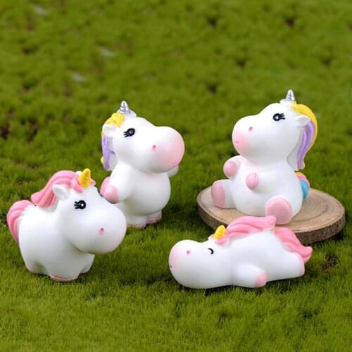 Modern Christmas Halloween Resin Miniature Adorable Unicorn Figurines Home Desk Decoration Accessories Fairy Garden Decor