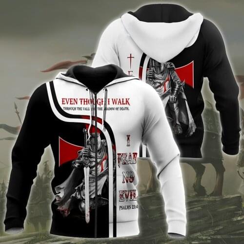 Knight Templar God Jesus 3D Printed Men Hoodie Autumn and winter Unisex Deluxe Sweatshirt Zip Pullover Casual Streetwear KJ407