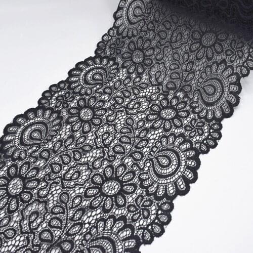 22cm wide 2 yards soft elastic lace milk white lace black lace DIY african lace fabric 2019 high quality lace