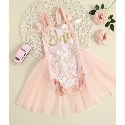 Newborn Baby Girls Embroidery Mesh Romper Dress Kids Jumpsuit Sleeveless Backless Playsuit with Bow-knot Lovely Lace Clothes