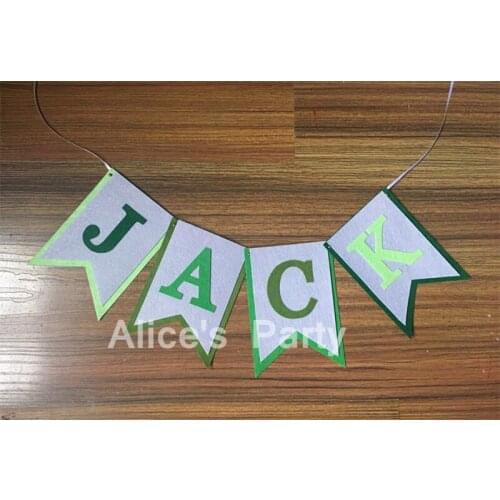 Personalised Boy baby shower banner name bunting Green Hulk Jungle theme birthday party decoration Nursery Playroom garland flag