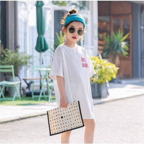 4 5 6 7 8 9 10 11 12 Y Big Dirls Dress Fashion Cartoon Printed Short Sleeve Dress For Girl Kids Clothing Summer Children Dress