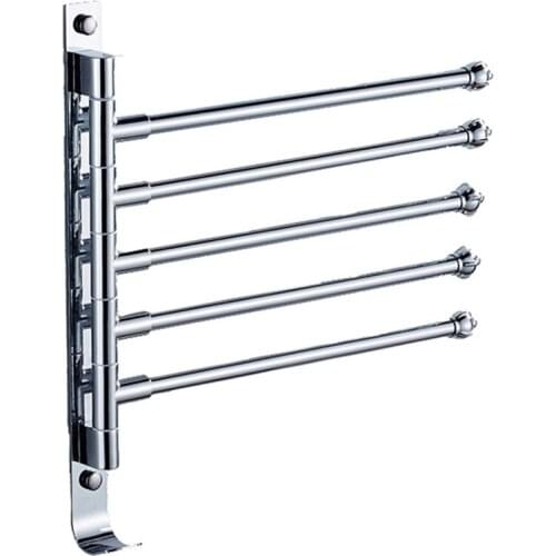 Towel Bar Holder Swing Towel Rack Wall-Mounted Towel Rack with Hooks 5 Rotating Hook Rotating Towel Swing Rack Towel Bar