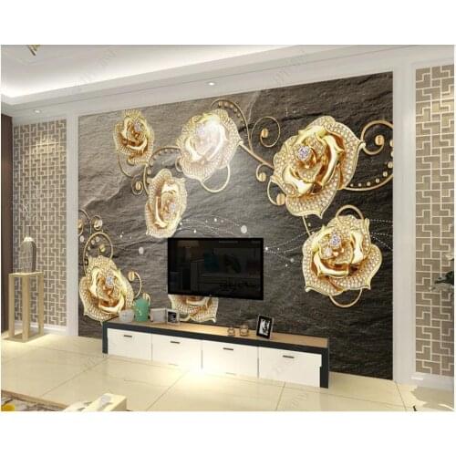 Custom photo wallpaper for walls 3 d mural European retro three-dimensional relief diamond flower TV background wall decoration