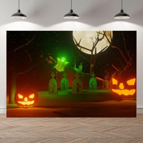 Seekpro Halloween Party Pumpkin Grave Yard Moon Ghost Photography Baby Background Photographic Backdrop For Photo Studio Shoot