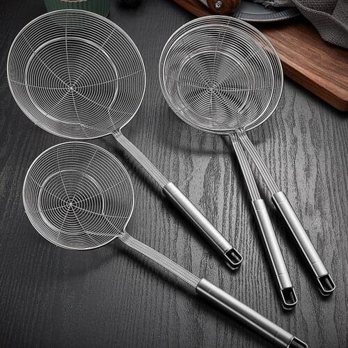Stainless Steel Skimmer Long Handle Kitchen Cooking And Frying Spider Skimmer Fried Noodle Strainer Tool Kitchen Utensil