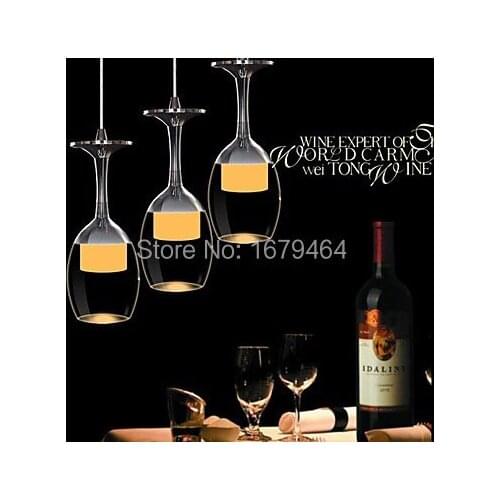 LED 9W LED 3 PCS Cup pendant Light Wineglass Pendant Lamp for Living Room Bar Saloon Dining Room