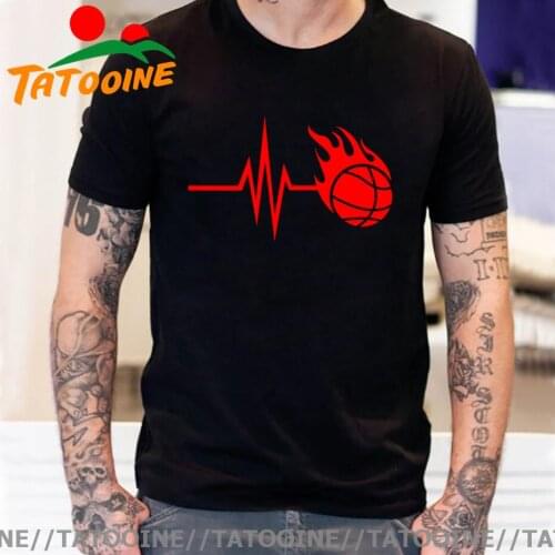 Tatooine Geek Porady My heartbeats for Basketball T shirt men Sports Fitness Basketball Heartbeat T-shirt Short Sleeve tee shirt