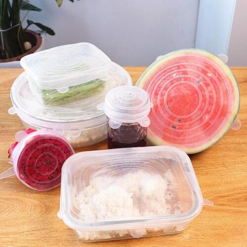 Heat Resistant Reusable Stretch Silicone Lids Universal Food Wrap Bowl Pot Pan Cover Cookware Lids Kitchen Refrigerator Kitchen