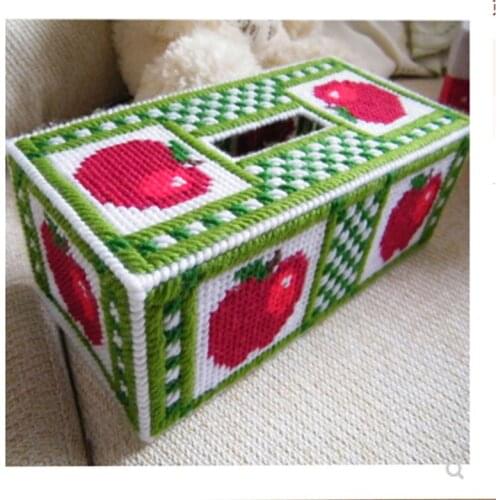 Embroidery DIY material package 5D new living room car wool three-dimensional cross-stitch long draw tissue box apple