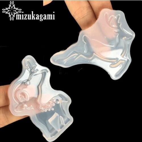 1pcs UV Resin Jewelry Liquid Silicone Mold Christmas Deer Animals Resin Charms Molds For DIY Intersperse Decorate Making Jewelry