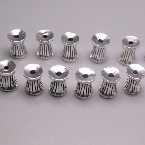 10PCS S925 Sterling Silver Bead Luck Special Tube Bead 12x8mm Silver Accessories