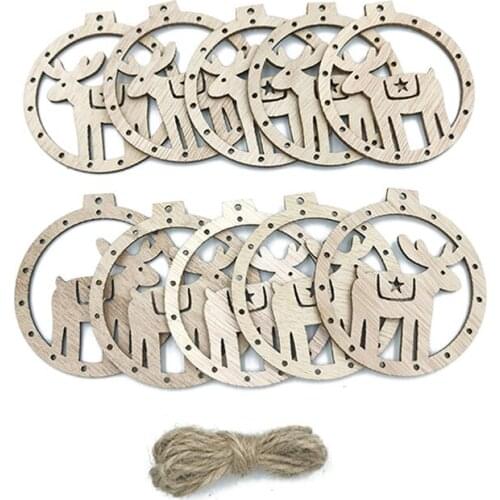 10pcs Wooden Christmas Ornaments Unfinished Wood Chips for DIY Craft Childrens Handicrafts Christmas Tree Ornaments