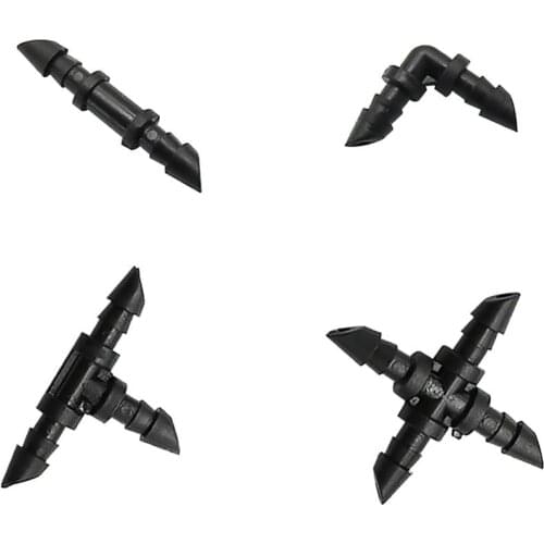 200 Pcs Barbed Straight Elbow Cross Three way Tee Connectors Garden Irrigation Connection Barbed Hose Splitters 4/7mm Hose Tool