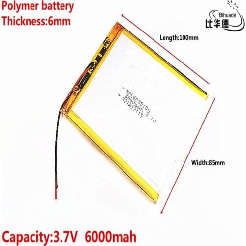 3.7V,6000mAH 6085100 (polymer lithium ion battery) Li-ion battery for tablet pc 7 inch 8 inch 9inch