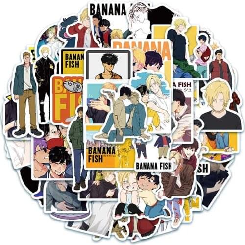 50Pcs Popular Animation Banana Fish Cartoon Sticker For Refrigerator Laptop Scooter Diary Book Suitcase Childrens Toy Sticker