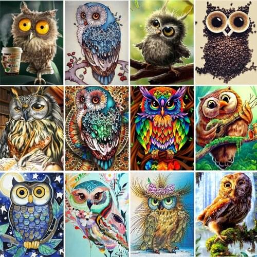 5D DIY Diamond Painting Animals Owl Cross Stitch Kit Full Drill Square Embroidery Mosaic Art Picture of Rhinestones Decor Gift