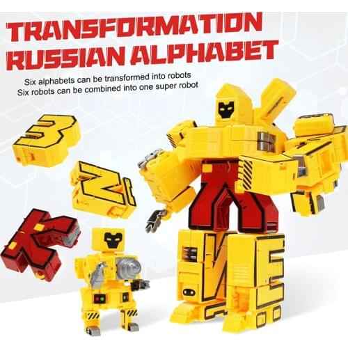 7 pcs Russian Alphabet Deformation Assembling Robot Model Puzzle Toys for Boys Children Education Toy Gift