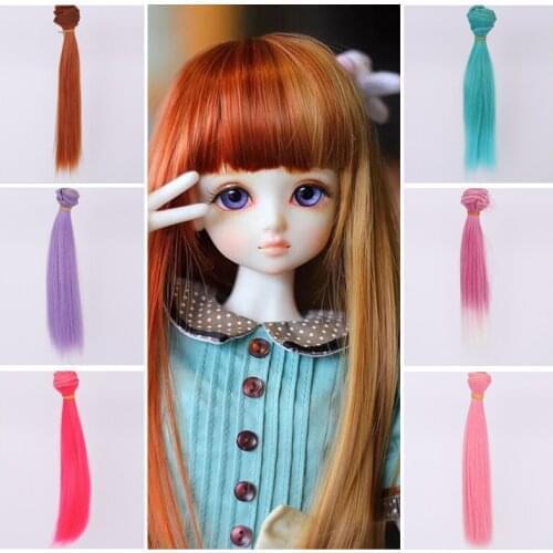 Aidolla Gradient Color Straight DIY BJD Doll Wig 20*100CM Tress For Dolls High-Temperature Doll Accessories For 1/3 1/4 1/6 BJD
