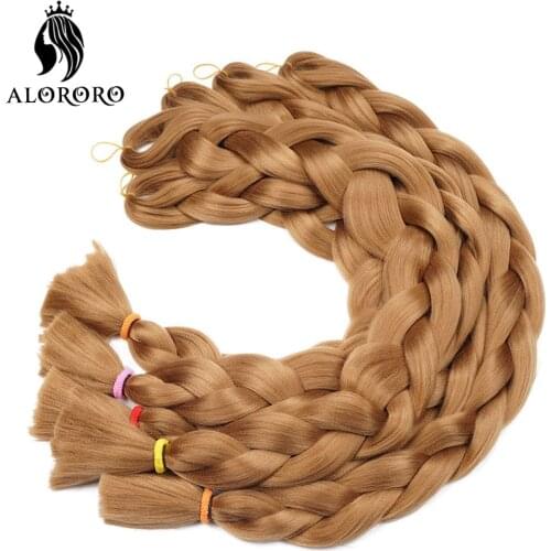 Alororo 82INCH 5Pcs Synthetic Hair Extensions for Box Twist Braids Pre Stretched Straight Brading Hair Extensions for Women