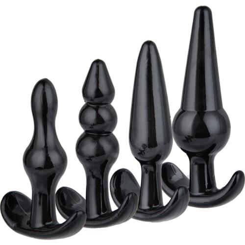 4PC Anal Plugs soft Silicon with Beads Prostate Massage anal butt plug Adult Sex toys for Women Gay Erotic Products Tail Plug