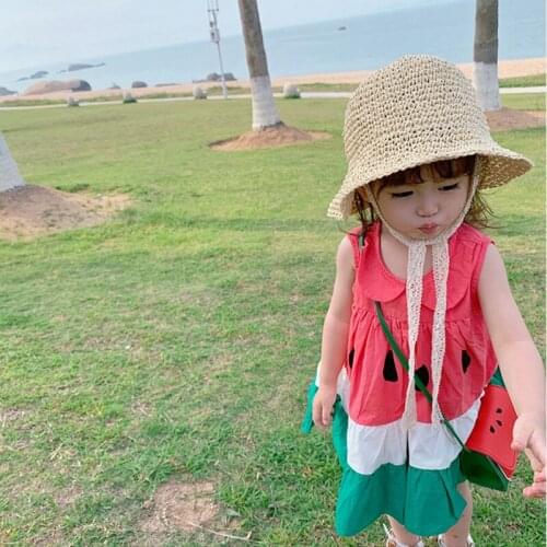 Watermelon Children Spring Summer Kids Baby Girls Dresses Trendy Costume Ruffle Princess Birthday Party High Quality