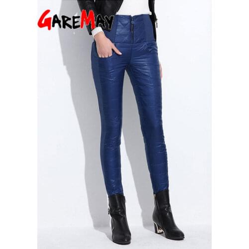 Winter Women Down Pants Plus Size Velvet Trousers Thickening Slim Thermal Female Warm Trousers Legging High Waist Pants