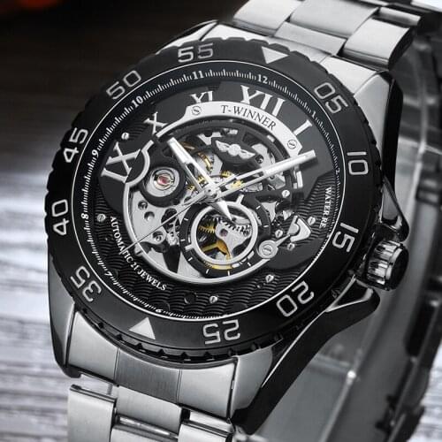 2021 New Mens Watch Top Brand WINNER Fashion Casual Business Self-Winding Watches Waterproof Stainless Steel Wristband Clock