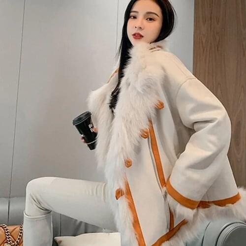 Double-sided Thicker Woman Casual Street Jacket Clothes 2021 Winter Warm Faux Fox Fur Coat Vintage Loose Female Parka Coat