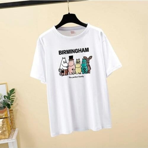Summer Oversized T Shirt Women Cotton Loose Casual Printed Tops Woman Short Sleeve T-shirt Plus Size Kawaii Clothes Black White